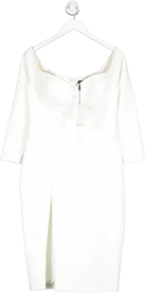 Lavish Alice White Off The Shoulder Buttoned Midi Dress UK 14