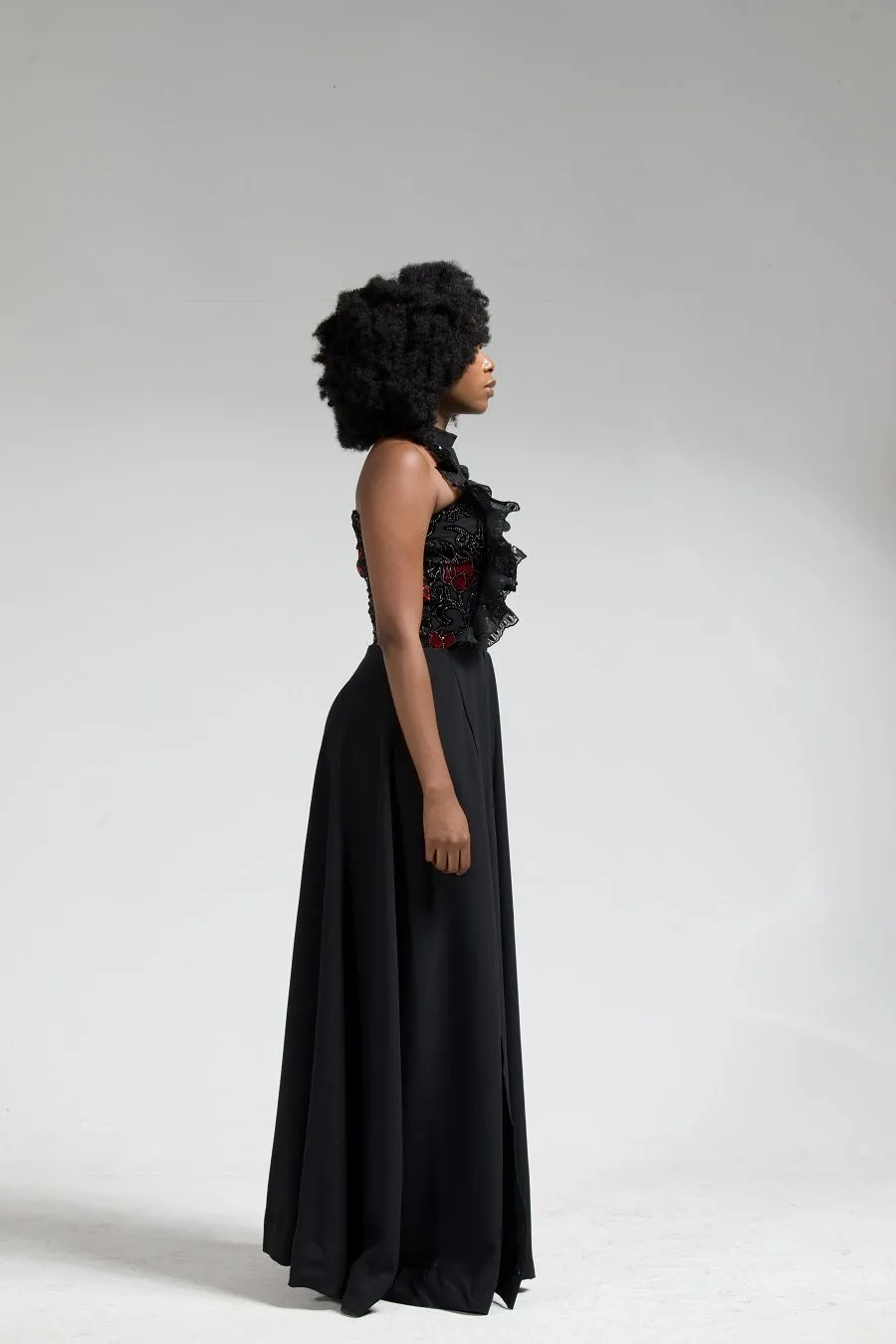 Licia Black Halter Neck Maxi Dress