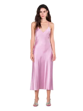 Lilac Open Back Cross Strap Midi Slip Dress