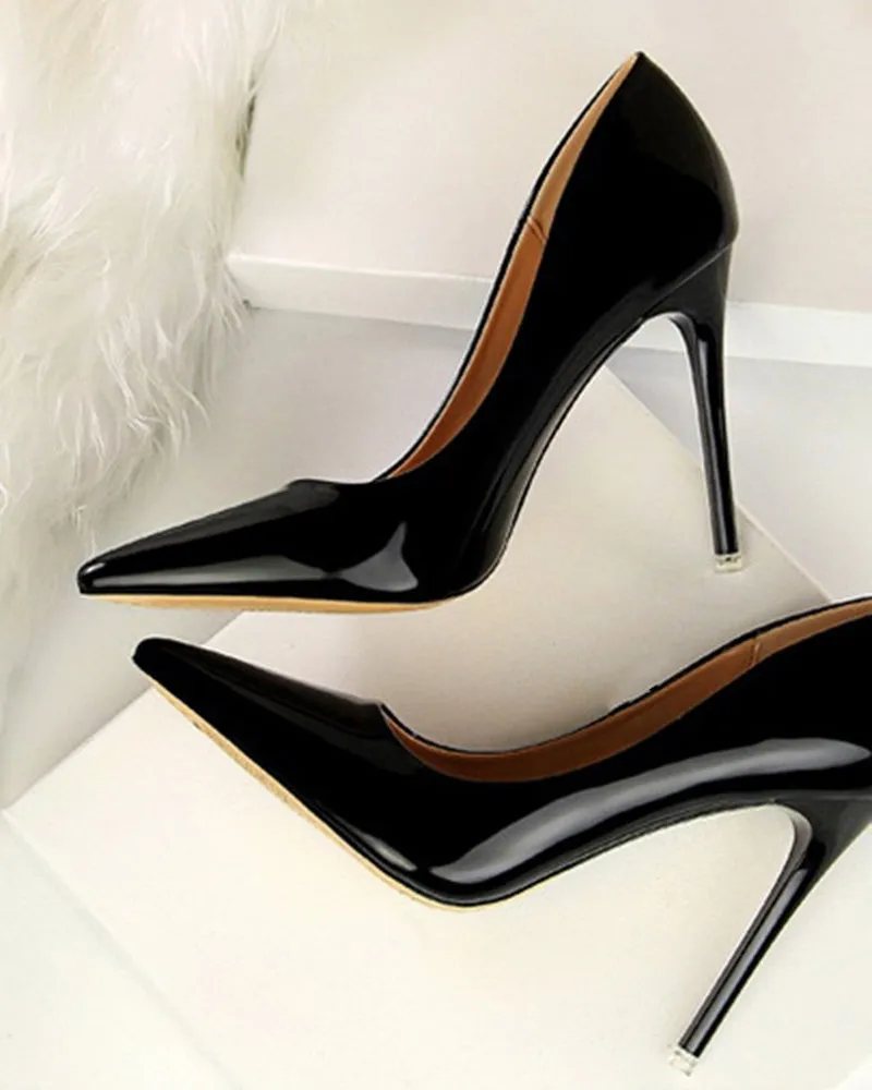 Metallic Heeled Shallow Pointed Toe Stilettos