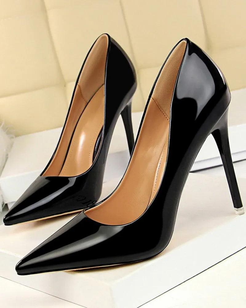 Metallic Heeled Shallow Pointed Toe Stilettos