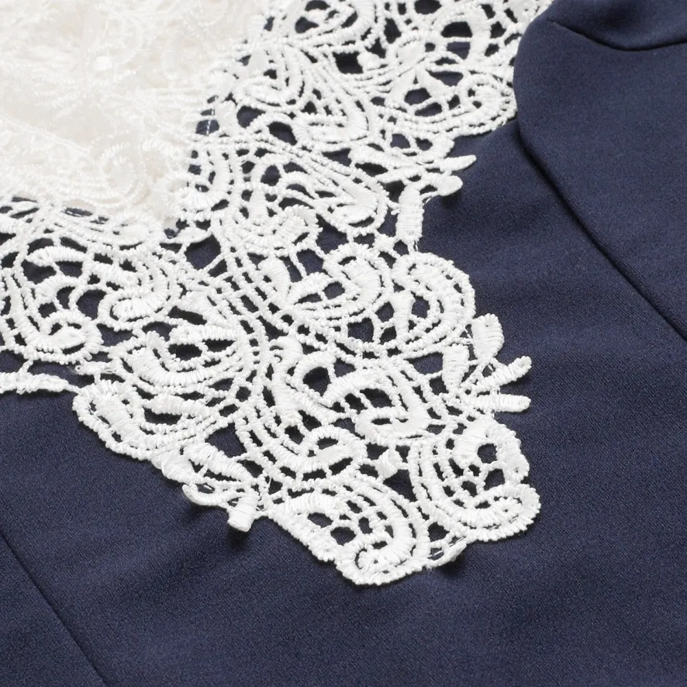 Navy Floral Lace Yoke Form