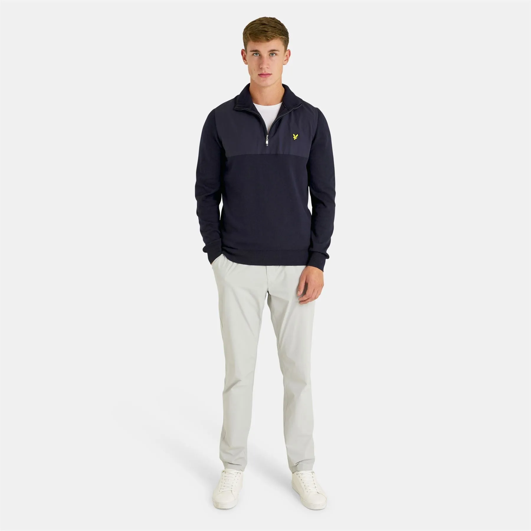 Overlay Quarter Zip Merino Knit Mid Layer Dark Navy - AW23