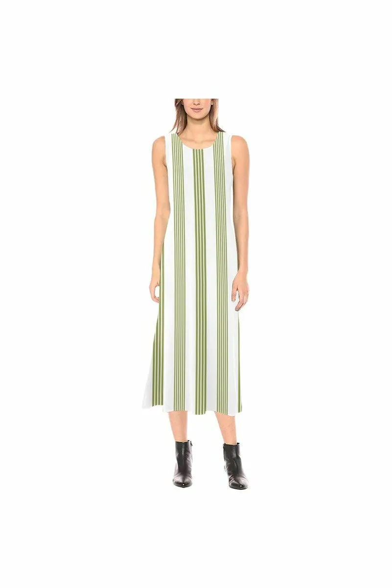 Pepper Stem Striped Phaedra Sleeveless Open Fork Long Dress