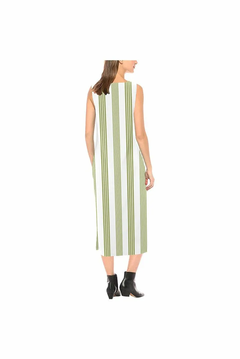 Pepper Stem Striped Phaedra Sleeveless Open Fork Long Dress