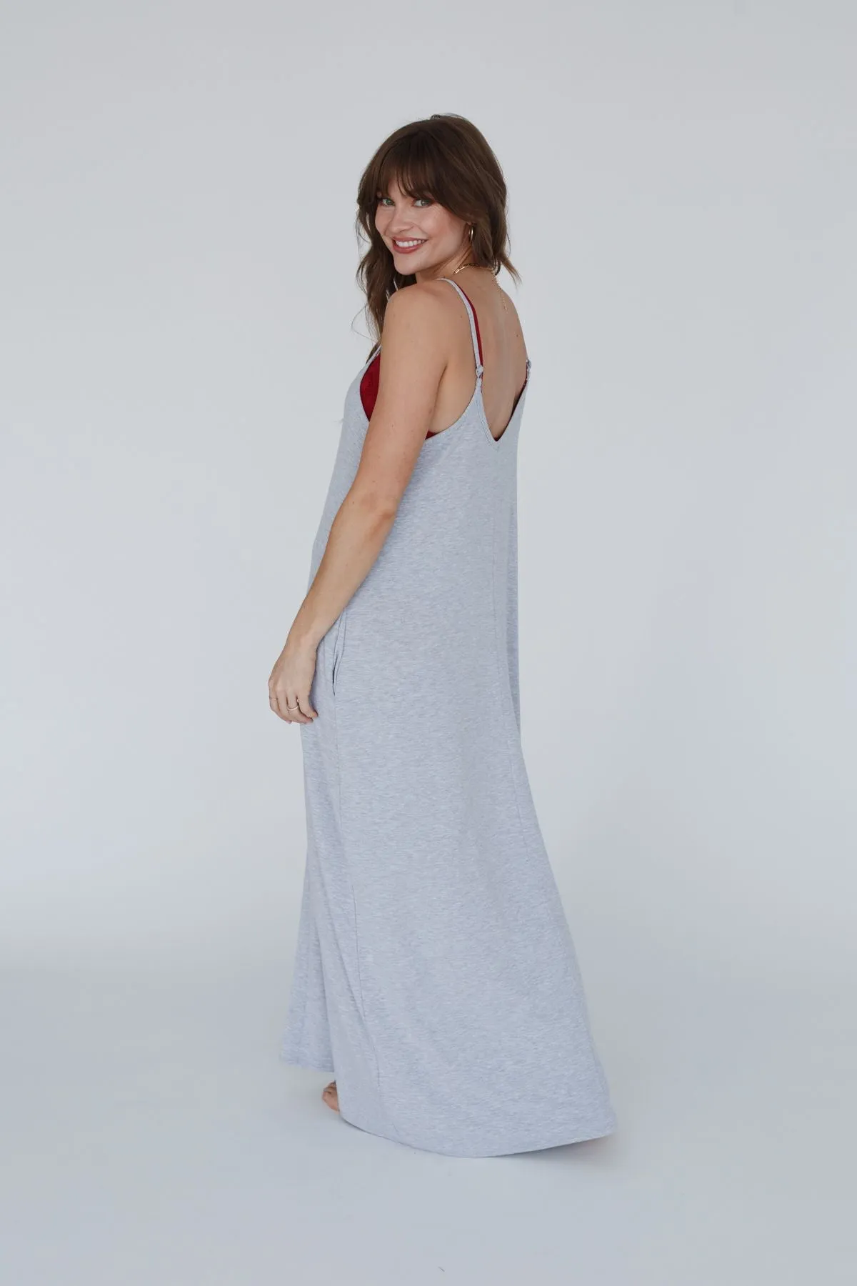 Perfection Pocket Maxi Dress - Heather Gray