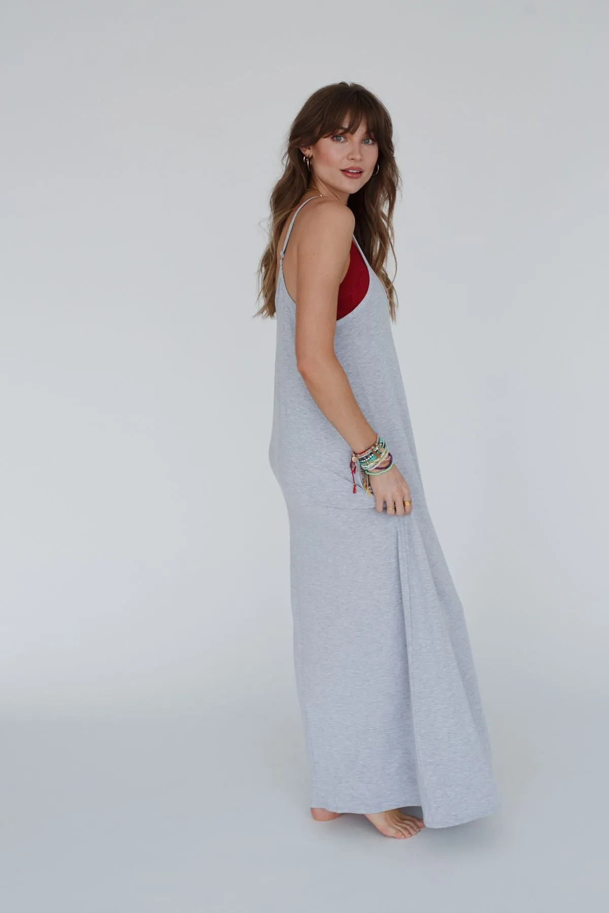 Perfection Pocket Maxi Dress - Heather Gray