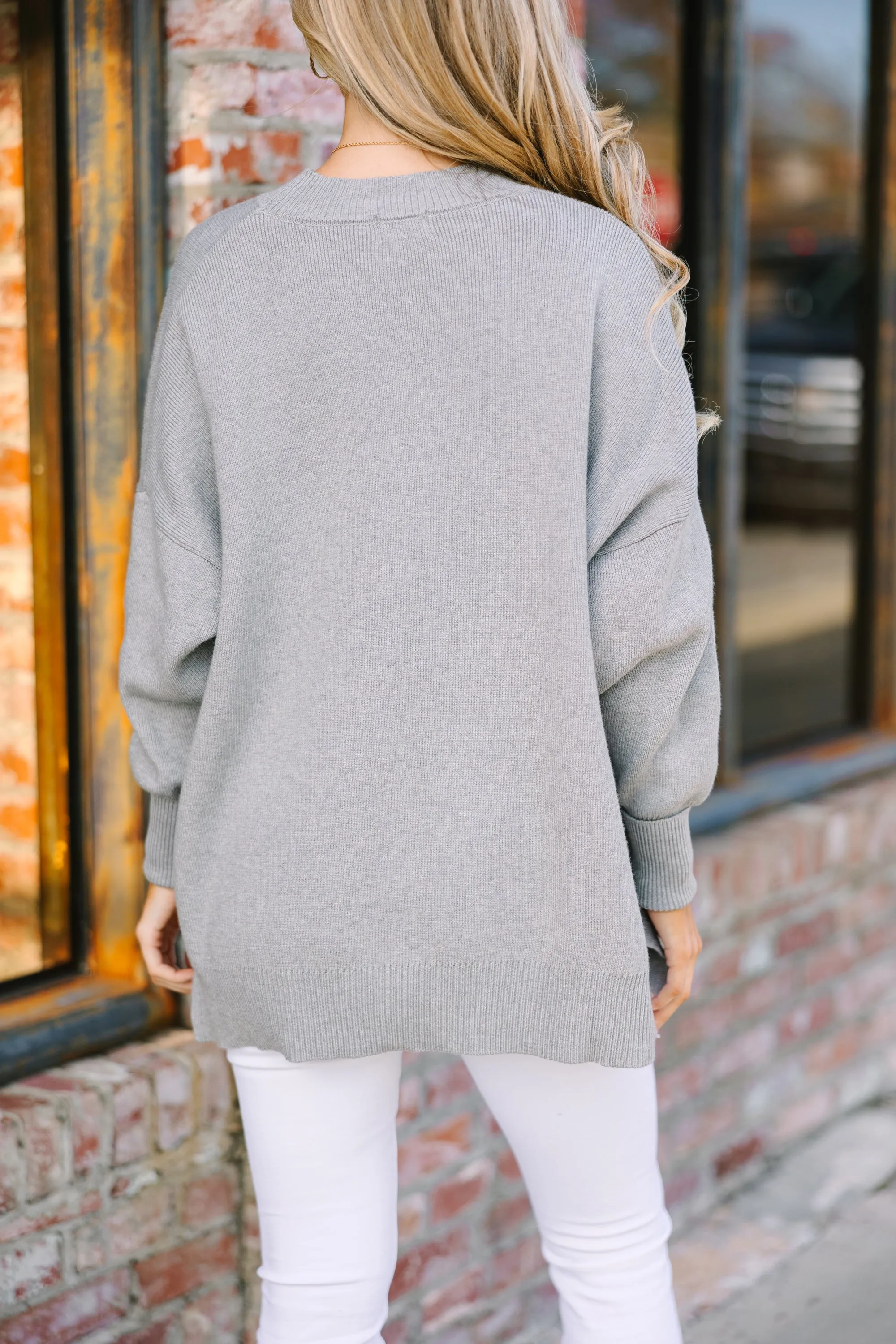 Perfectly You Gray Mock Neck Sweater