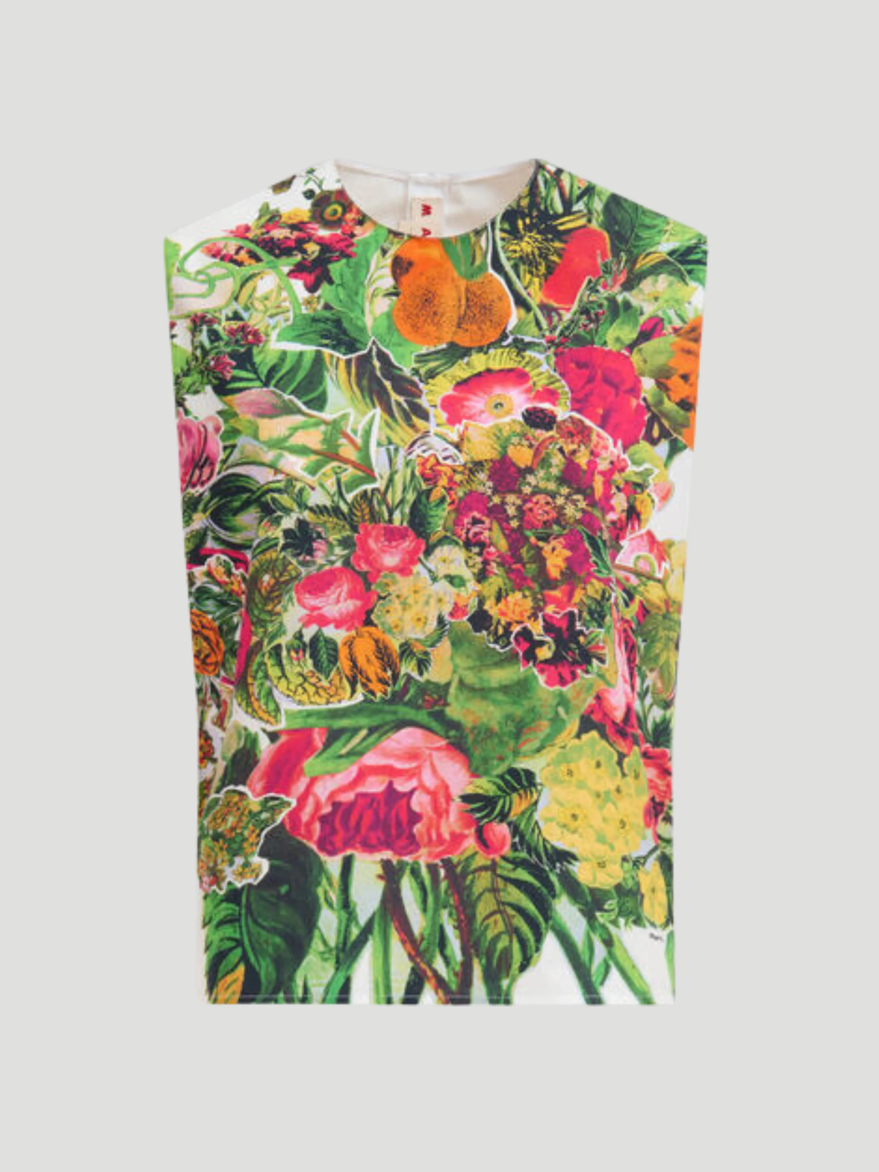 Plant Printed Sleeveless Crew Neck Top