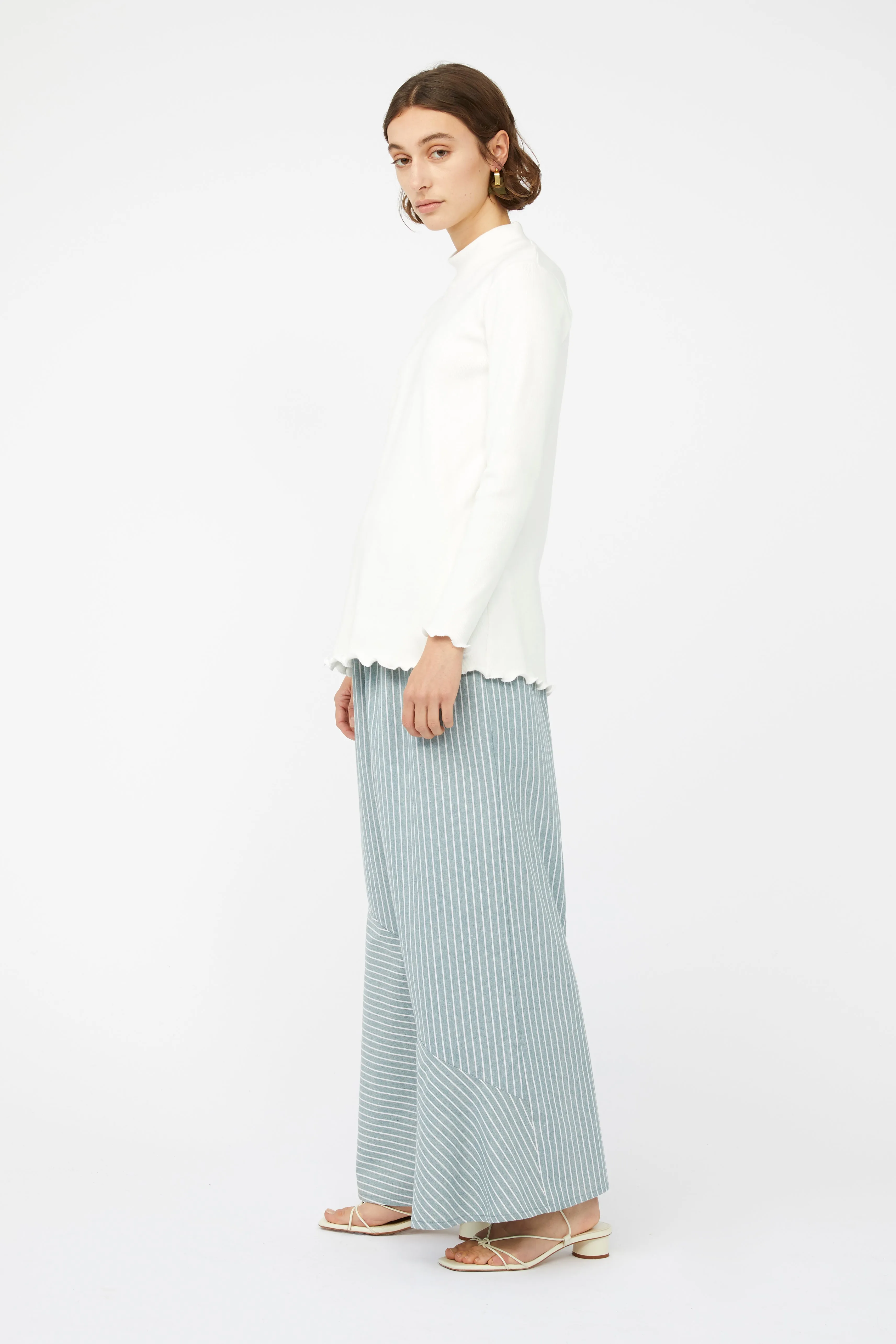 RIBBED MOCK NECK TOP ~ WHITE [ Cotton, Long Sleeved ]