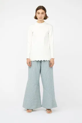 RIBBED MOCK NECK TOP ~ WHITE [ Cotton, Long Sleeved ]