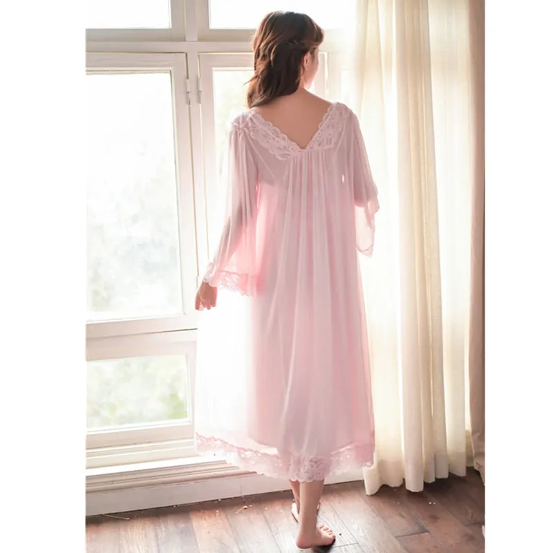 Romantic Two Pieces Sleepwear Women Night Wear Robe Gown Set