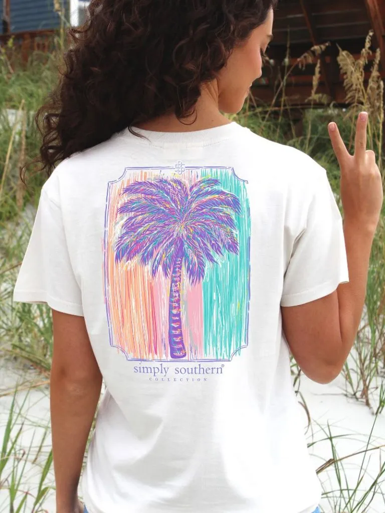 Simply Southern Pastel Palm Paradise Short Sleeve Tee