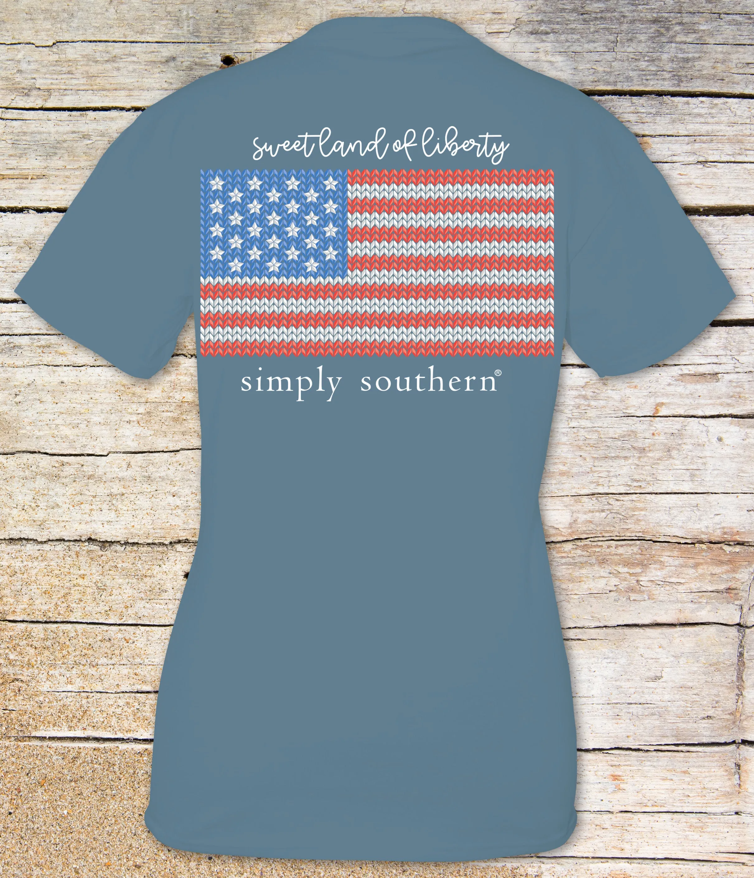 Simply Southern 'Sweet Land of Liberty' Knitted Flag Short Sleeve Tee