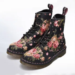 Spring Floral Round Head Canvas Boots