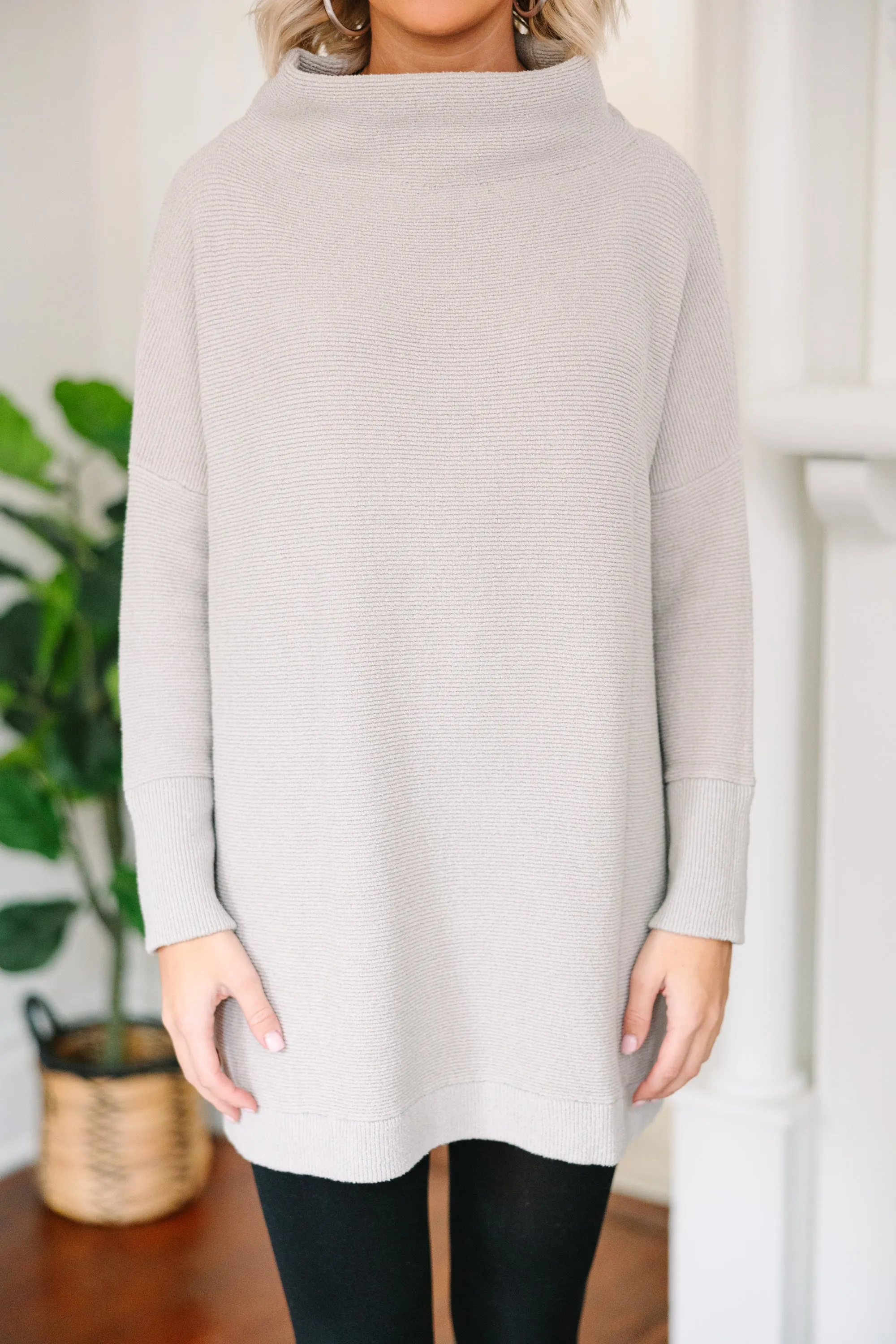 The Slouchy Gray Mock Neck Tunic