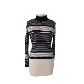 Top Shop Black & White Striped Turtle-neck Sweater | Gently used |