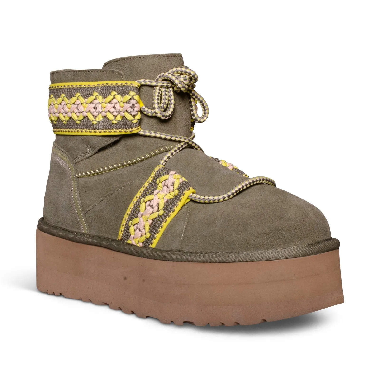 UGG Classic Mini II Braid Platform Burnt Olive Boots - Women's