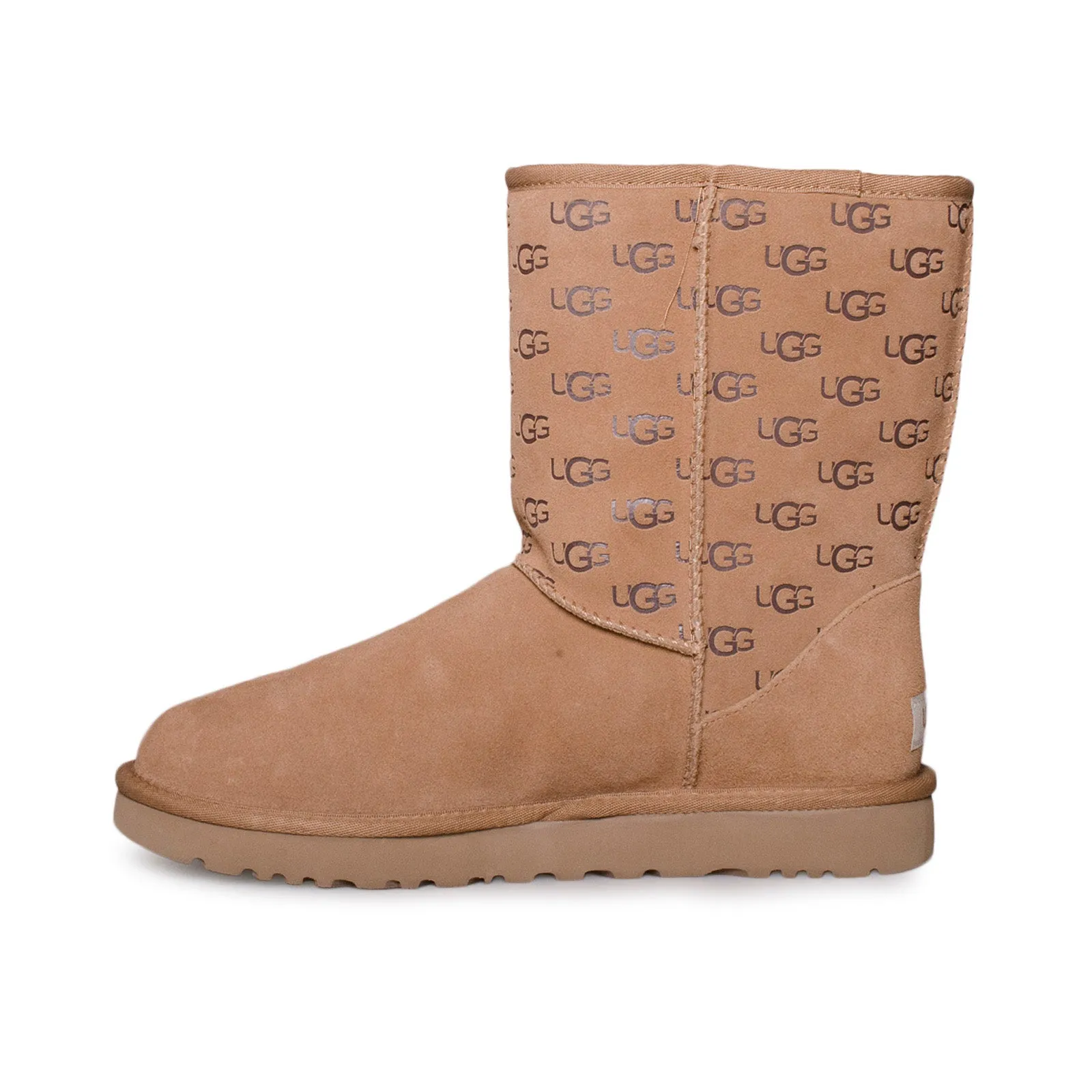 UGG Classic Short Embossed Logo Chestnut Boots - Women's