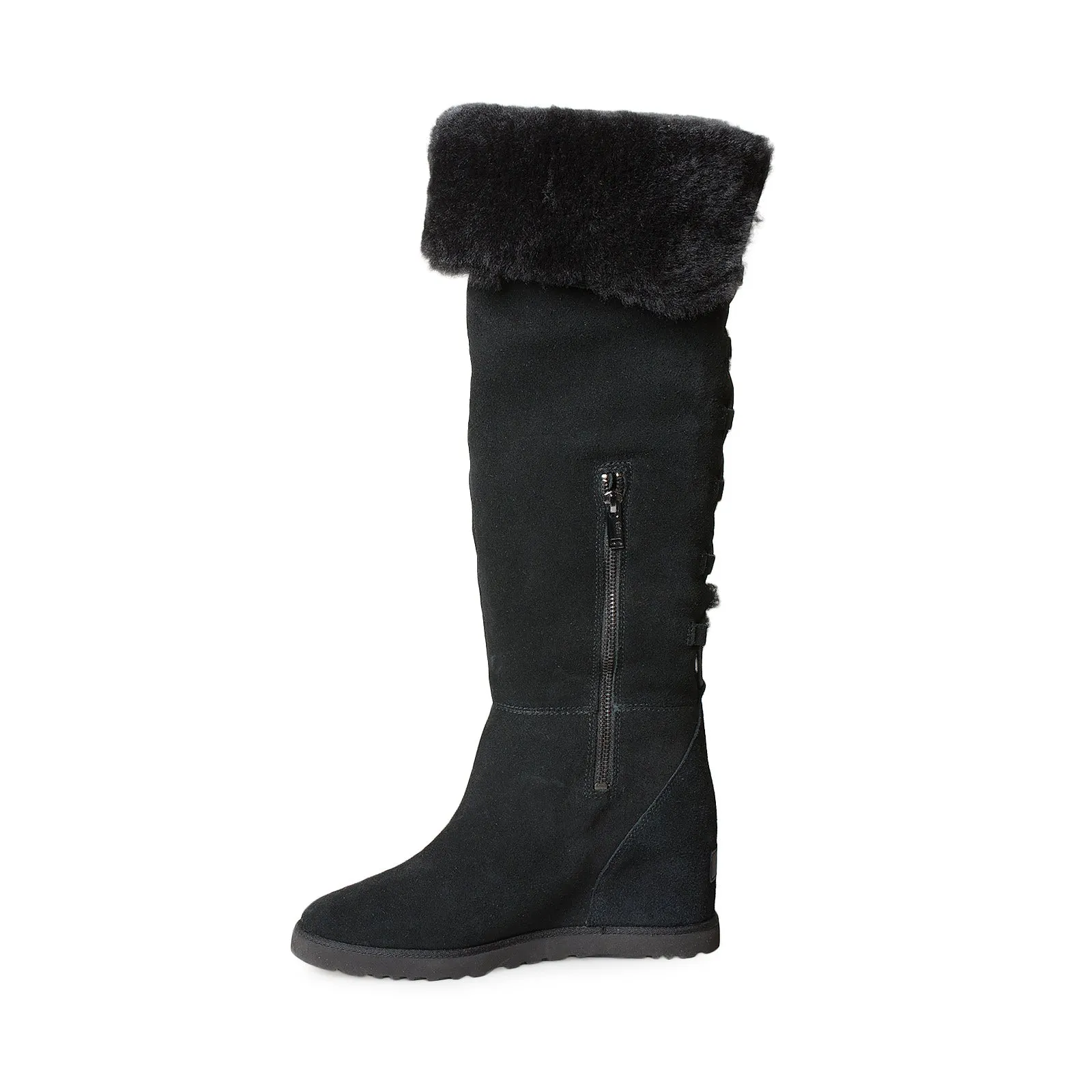 UGG Femme Over The Knee Lace Black Boots - Women's