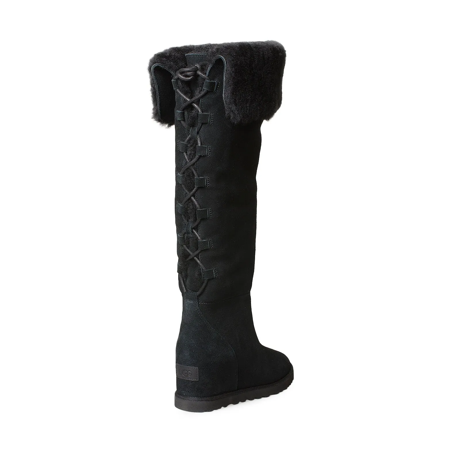 UGG Femme Over The Knee Lace Black Boots - Women's