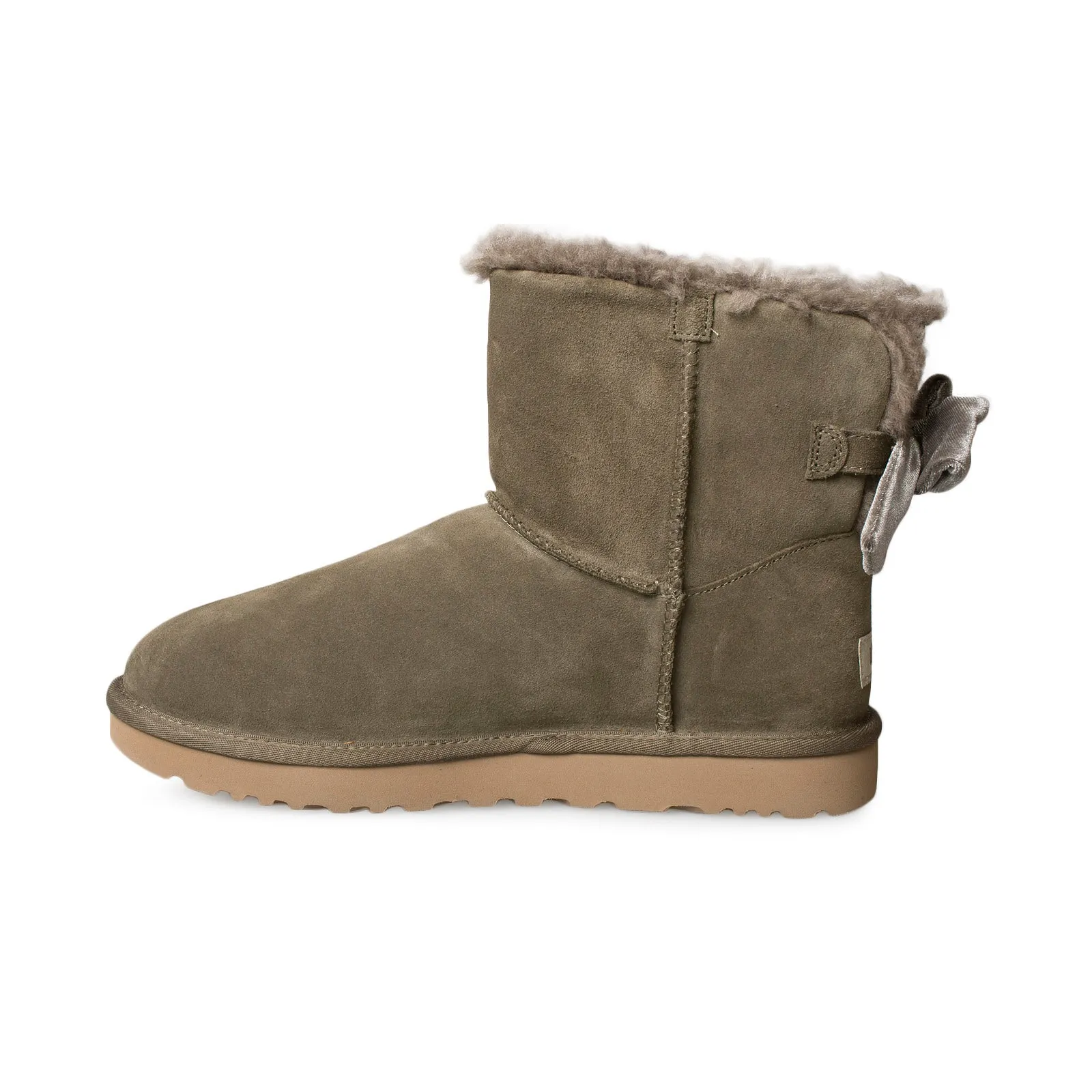 Womens UGG Mini Bailey Bow Velvet Ribbon Boots in Eucalyptus Spray - Stylish and Cozy Footwear