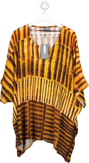 Ulla Popken Orange Abstract Print Open Neck Top UK XXL