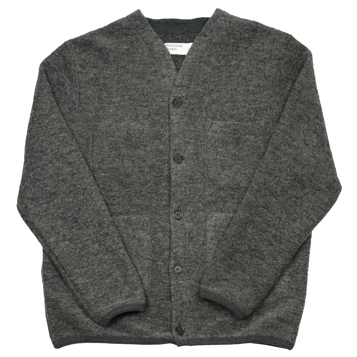 Universal Works Grey Marl Wool Fleece Cardigan for Men - Cozy, Stylish, and Comfortable Outerwear