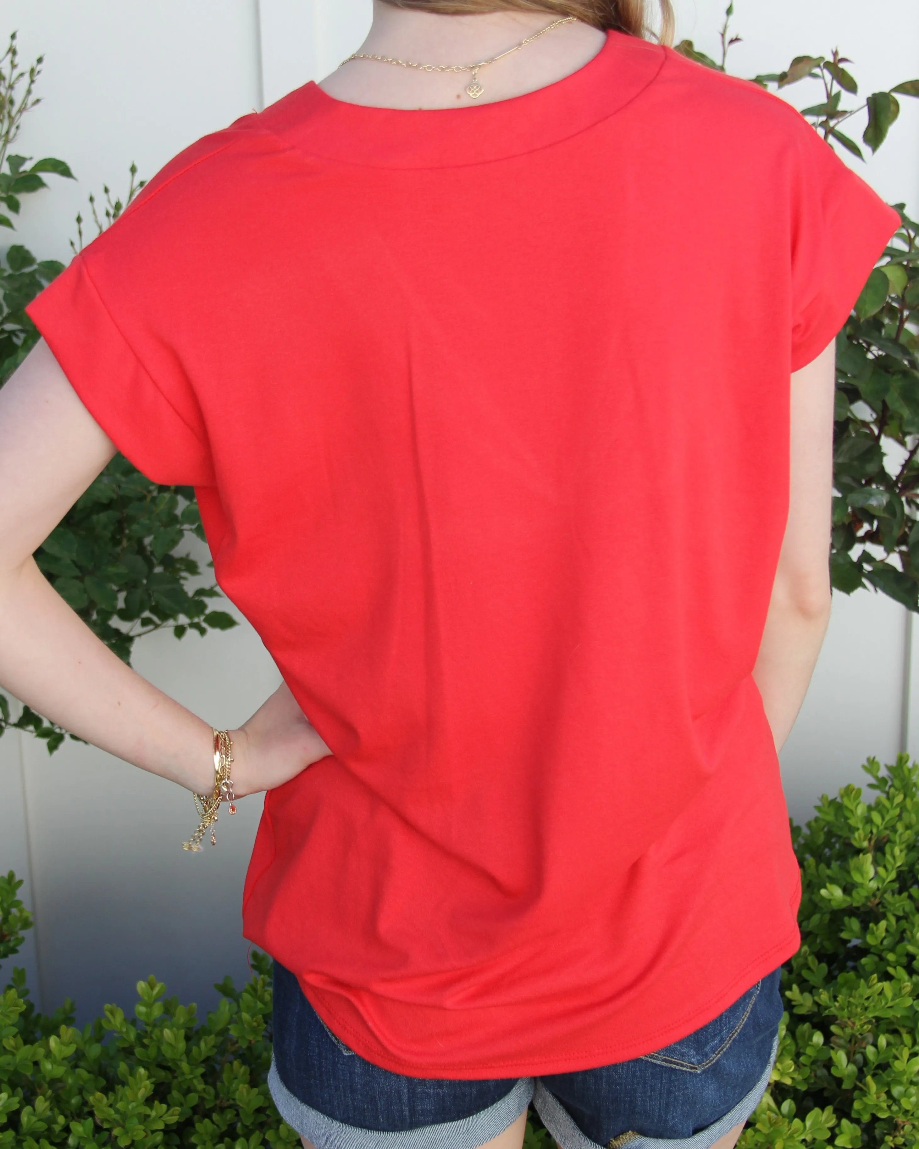 V-Neck Top - Red