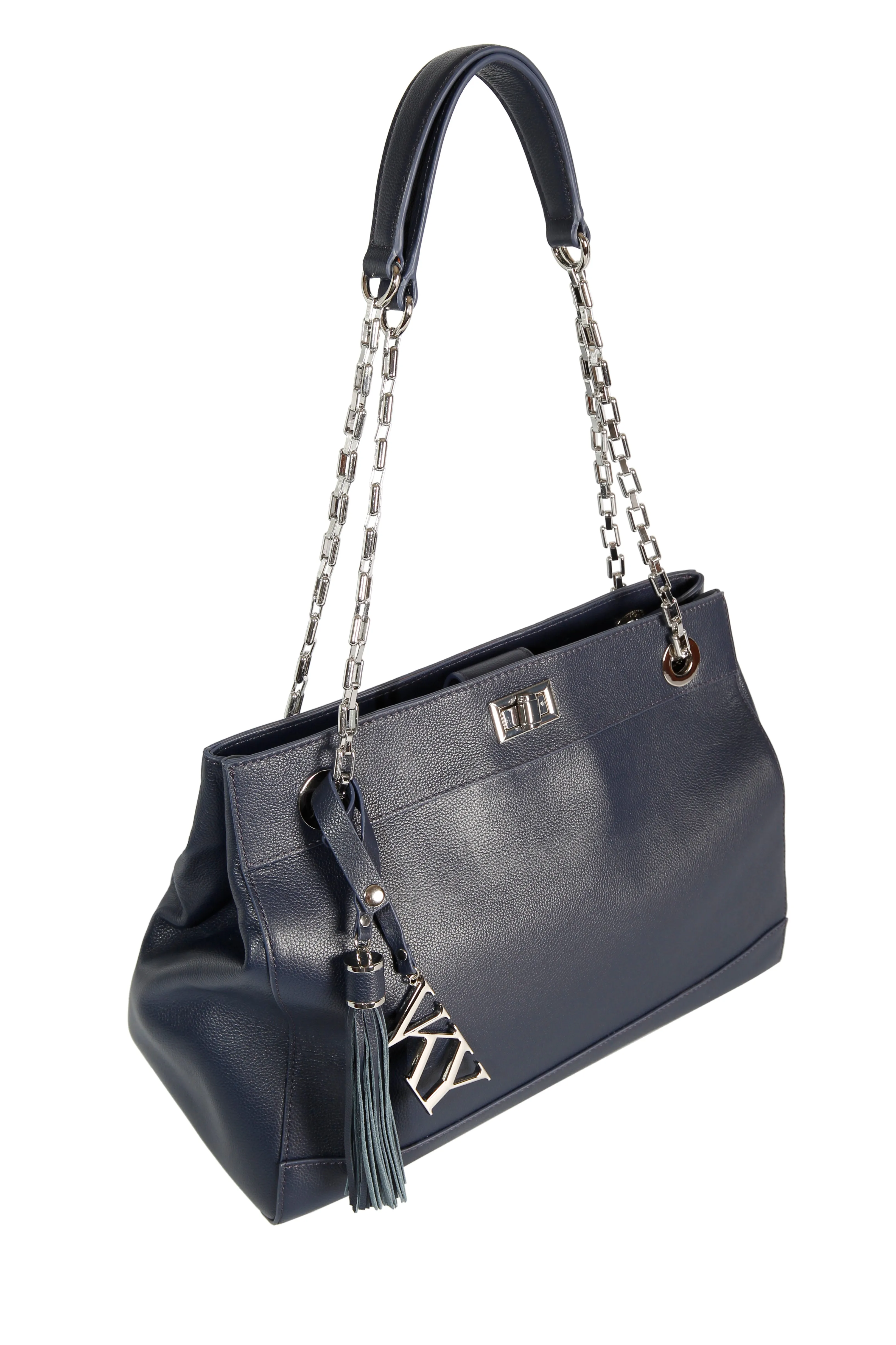 Womens Vky Original Leila Shoulder Classic Leather Bag Handbag - Navy