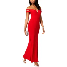 Xscape Womens Off-The-Shoulder Cut-Out Evening Dress