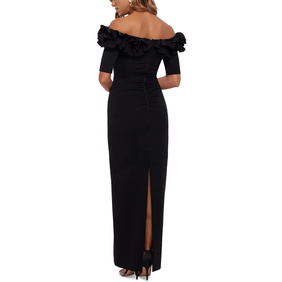 Xscape Womens Petites Off-The-Shoulder Maxi Evening Dress