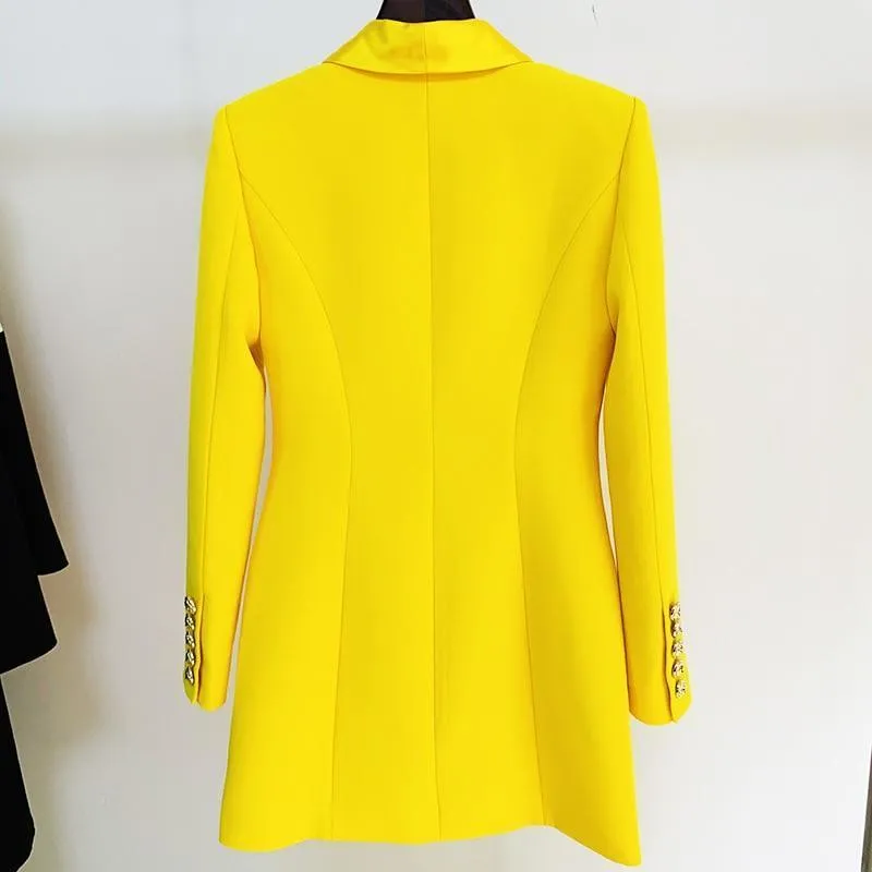 Yellow Tuxedo Blazer Dress- Double Breasted